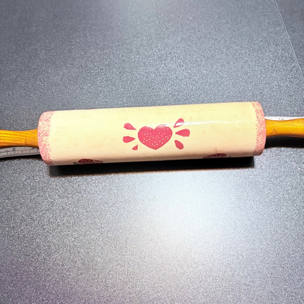 vintage Loomco glazed ceramic rolling pin & holder farmhouse decor strawberry - Picture 8 of 11